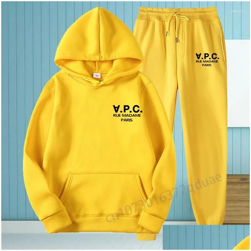 Men`s Tracksuits Apc Classic Print Hoodies For Men And Women Loose Casual Sweatshirt Sportswear Couple Set