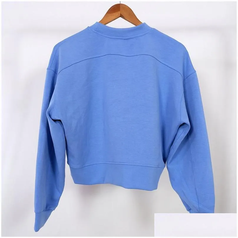  Align Women Yoga Outfit Perfectly Oversized Sweatshirts Sweater Loose Long Sleeve Crop Top Fitness Workout Crew Neck Blouse Gym womens designer