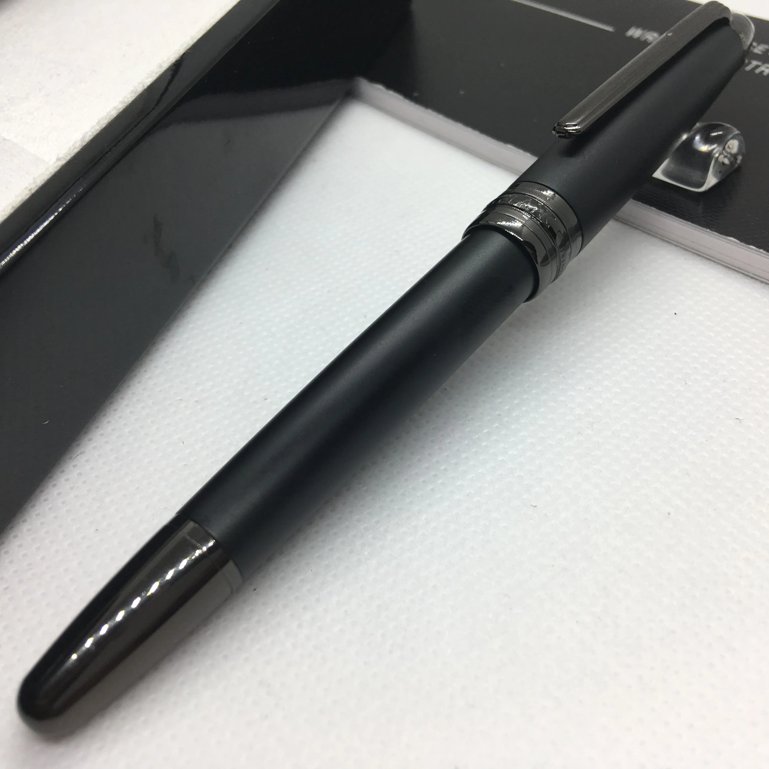 wholesale Send 1 Free Gift Leather Bag Matte Black Rollerball Pens Ballpoint Pen School Office Supplies With Series Number