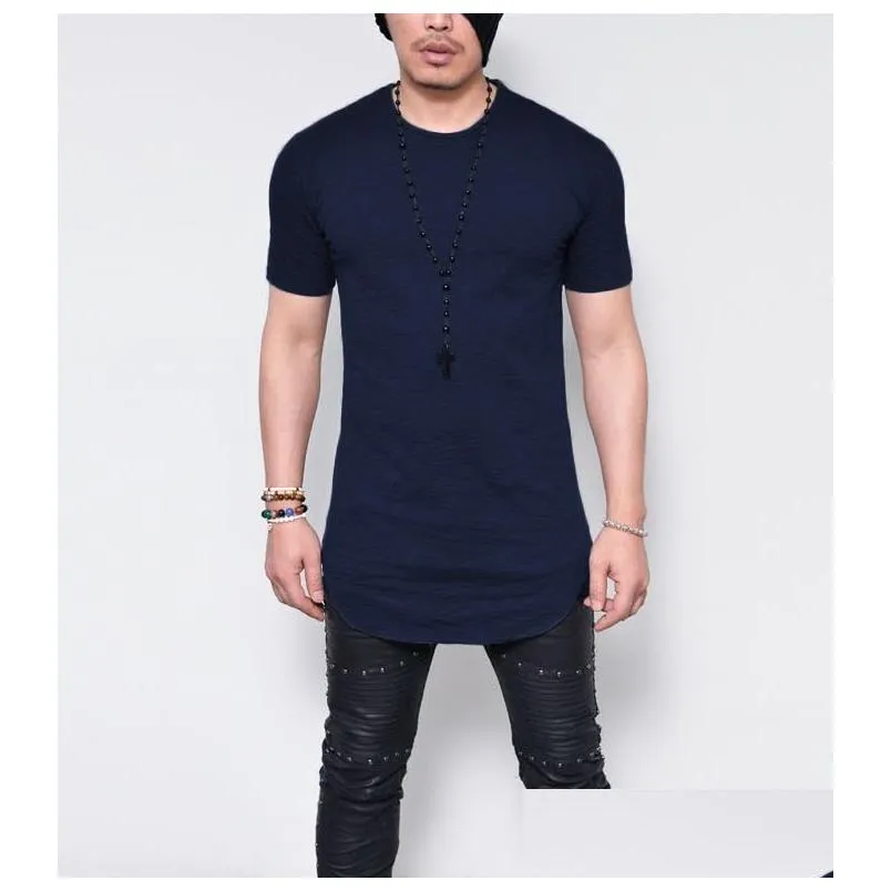 Men`S T-Shirts Style Men New Round Collar Short Sleeve T Shirt In The Long Europe And United States Shirts Drop Delivery Apparel Cloth Dhpnl