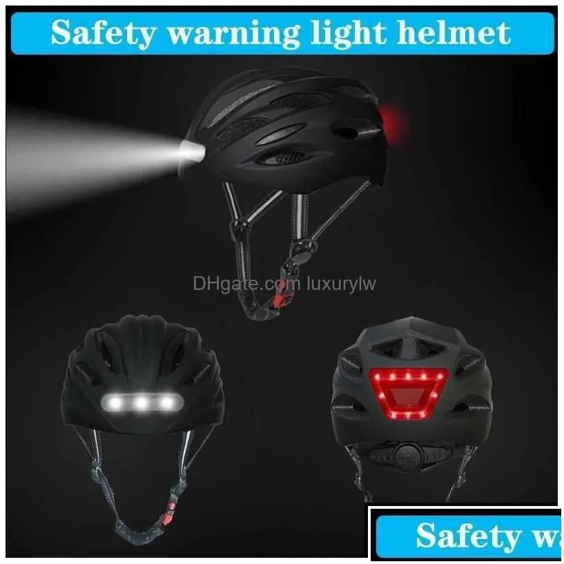 Cycling Helmets Intelligent Bicycle Helmet For Man Women Kids Bike Rechargeable Usb Led Light Mtb Electric Scooter Drop Delivery Dhrus