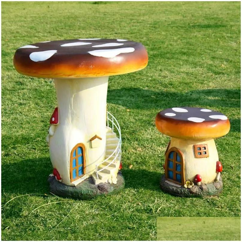 Camp Furniture Outdoor Cartoon Fruit Table And Chair Ornaments FRP Sculpture Mushroom Villa Garden Camping Chairs Decorative Stool Furniture