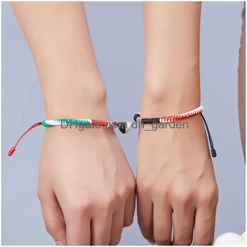 Beaded 2Pcs/Set Magnetic Distance Bead Bracelet Couple Minimalist Heart Lovers Matching Friendship Bracelets For Women Drop Dhgarden Dhjxz