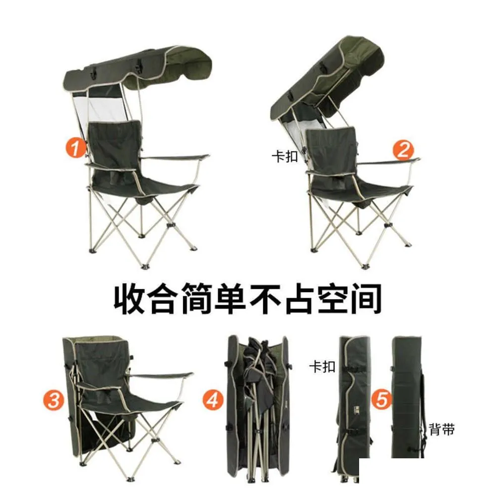 Camp Furniture Outdoor Camping Leisure Folding Chair Beach Awning Fishing Chair With Canopy Sketching Deck Chair Portable Fishing Chair