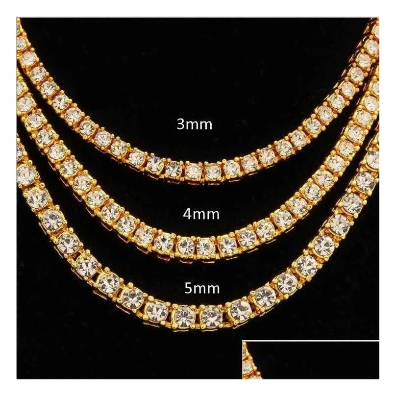 Pendant Necklaces Hiphop 18K Gold Iced Out Diamond Chain Necklace Cz Tennis For Men And Women249Q2291472 Drop Delivery Jewelry Pendant Otmwn