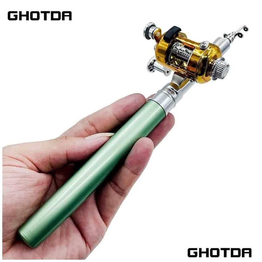 Spinning Rods Fishing Rod Reel Combo Set Mini Telescopic Pocket Pen Pole 220326249E Drop Delivery Sports Outdoors Otnlj