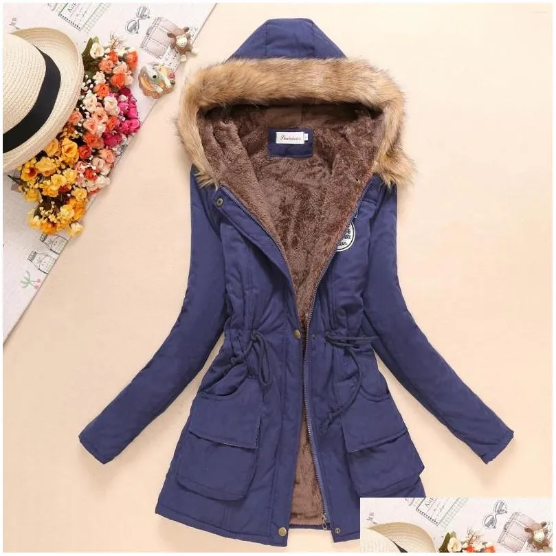 Women`s Trench Coats 2023 Autumn Winter Women Cotton Jacket Padded Casual Slim Coat Emboridery Hooded Parkas Wadded Warm Overcoat
