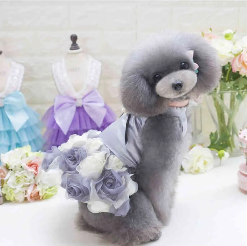 Dog Apparel Pet clothes Teddy high-grade Princess Rose skirt is better than bear spring summer apparel