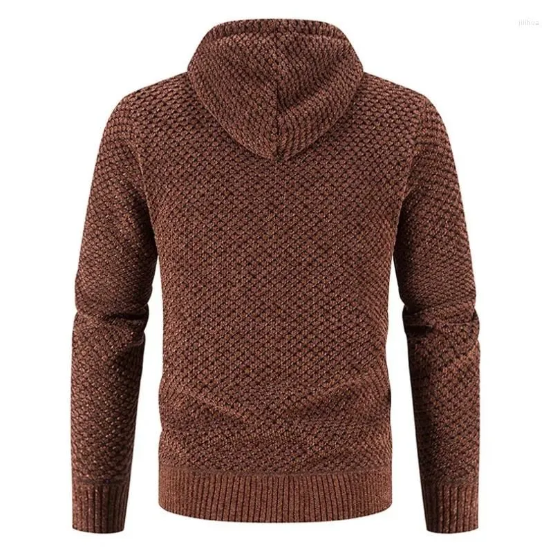 Men`s Sweaters 2024 Winter Solid Color Loose Plush Thickened Hooded Sweater Knitwear Large Casual Cardigan Coat