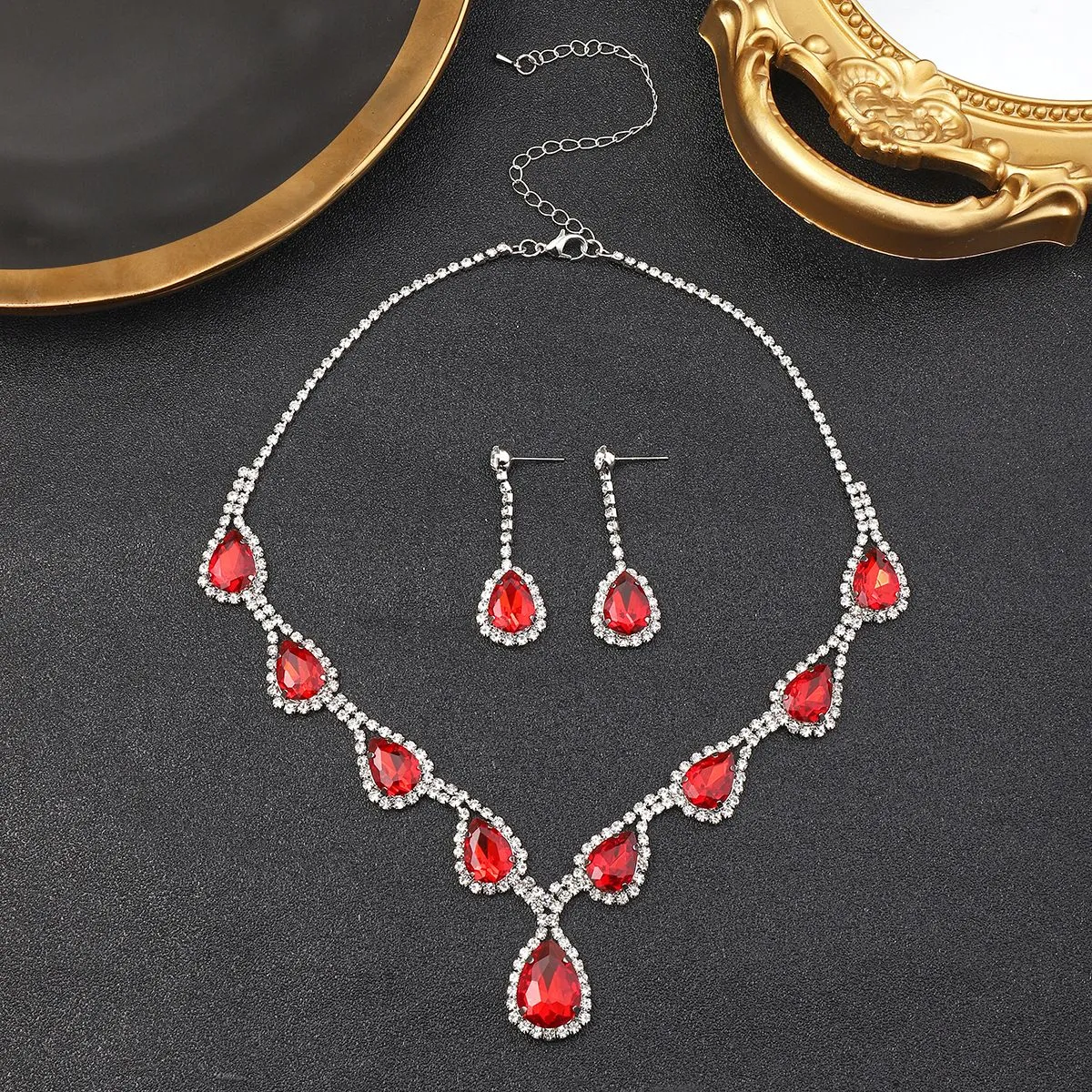European and American cross-border fashion bride necklaces, earrings, jewelry sets, zircon wedding banquet jewelry, wedding dress