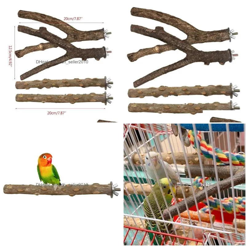 Other Bird Supplies Toys 4Pcs Parrot Perch Chew Bite Claw Grinding Prickly Wood Training Play Stand Platform Cage Accessories Drop Del Dh87Z