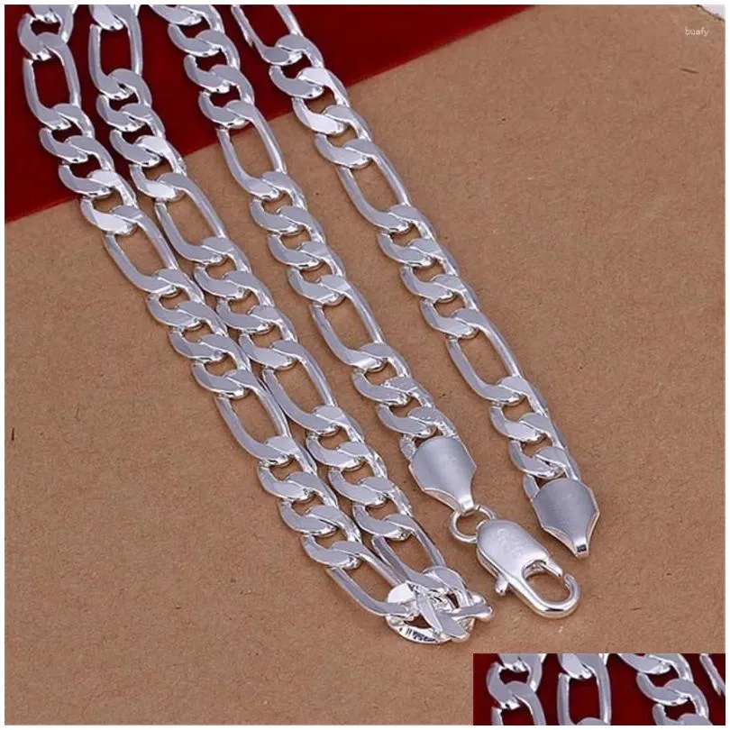 Pendant Necklaces Wholesale 925 Stamp Sier Color Necklace High Quality Wedding Noble Women Men 8Mm Chain Man Charm 45-60Cm Fashion Dr Otb6V