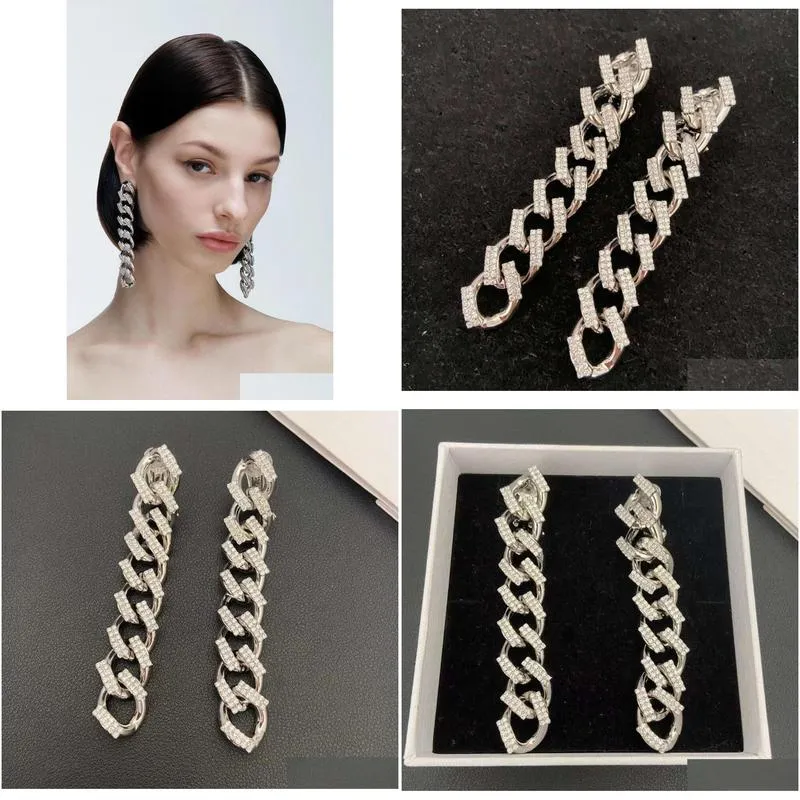 Stud Earrings Chain Exaggerated European And American Retro Fashion Light Luxury Temperament Ear Drop Delivery Ot0Bx