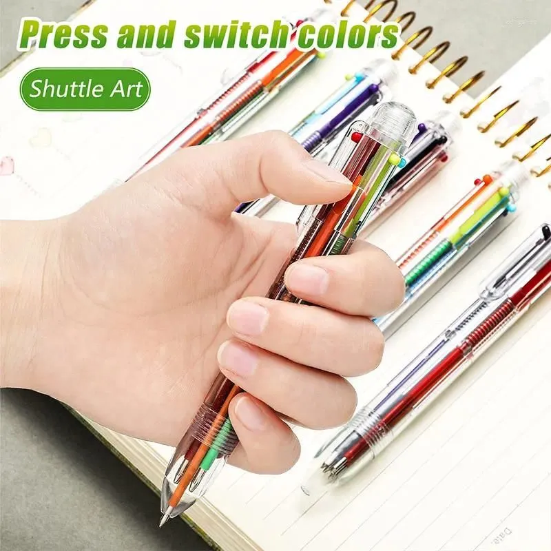 wholesale 6Pcs Markers Ballpoint Pens Korean Creative Stationery Colourful Children`s School Supplies 6 Colours In One Pen