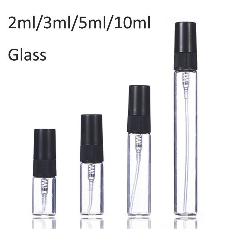 wholesale 2ml 3ml 5ml 10ml Plastic/Glass Mist Spray Perfume Bottle Small Parfume Atomizer Travel Refillable Sample Vials