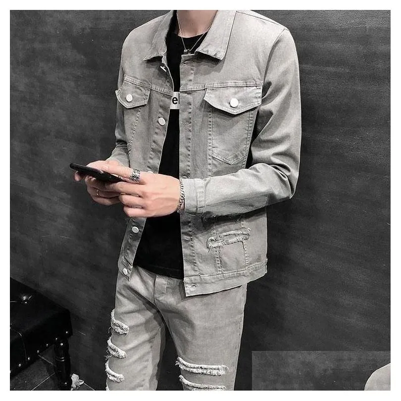 Men`S Tracksuits 2021 Korean Autumn Jacket Suit Mens Top Pants Two Piece Trend Sports Men Drop Delivery Apparel Clothing Dhezj