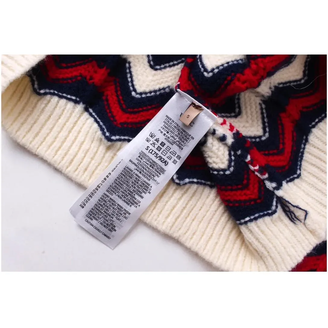 Men`s Plus Size Hoodies & Sweatshirts New AOP jacquard letter knitted sweater in autumn / winter New knitting machine e Custom jnlarged detail crew neck cotton