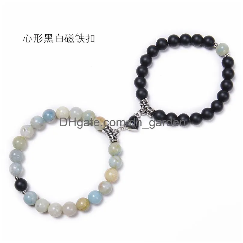 Beaded 2Pcs/Set Magnetic Distance Bead Bracelet Couple Minimalist Heart Lovers Matching Friendship Bracelets For Women Drop Dhgarden Dhavr