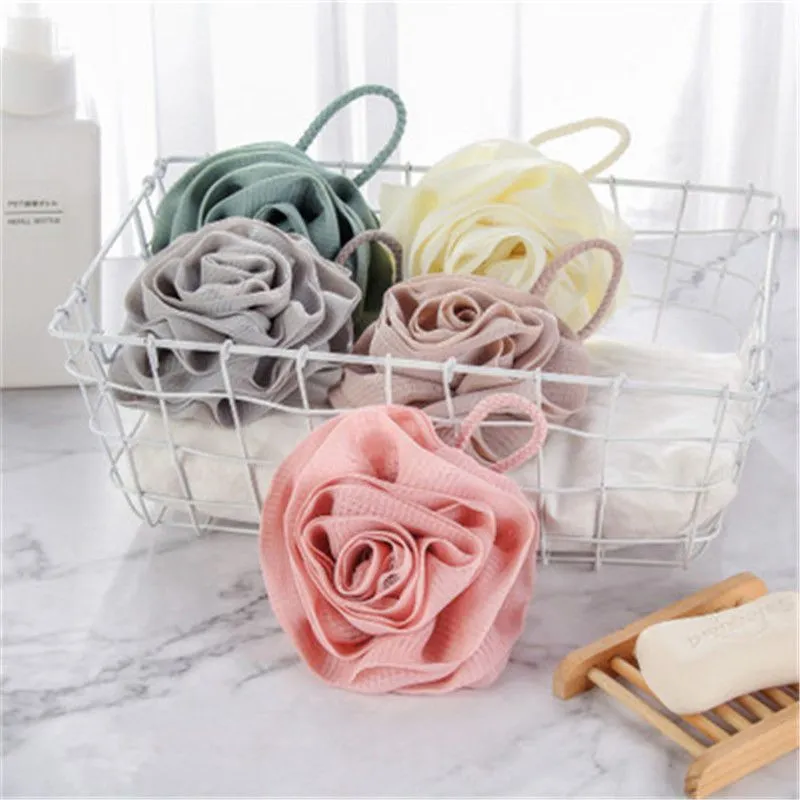 Rose Flower Bath Sponges Balls Designer Bubble Cleaning Net Loofah Shower Soft Girl Bathroom Accessories