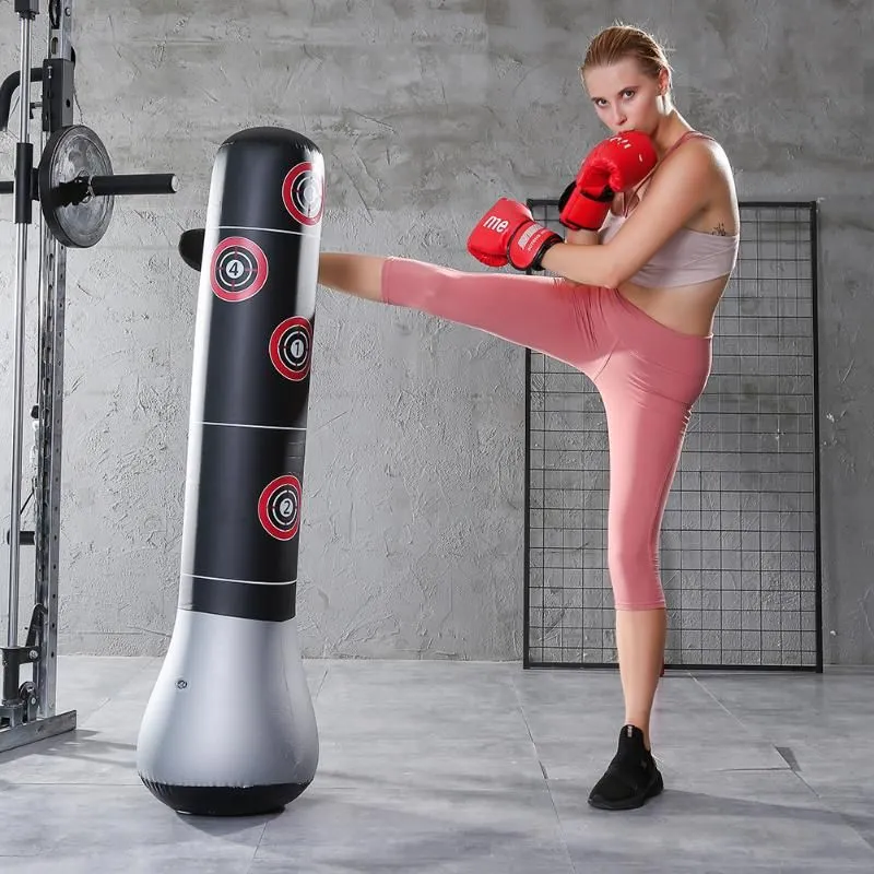 Inflatable Boxing Bag Stress Punching Tower Bag Boxing Standing Water Base Training Pressure Relief Bounce Back Sandbag with Pum