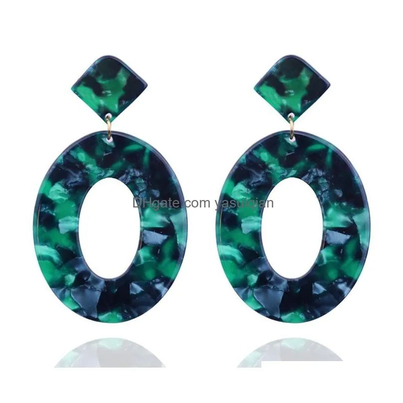 Dangle & Chandelier Trendy Oval Acrylic Statment Earrings For Women Geometric Acetic Acid Design Drop Earring Female Jewelry Delivery Dh7Zd