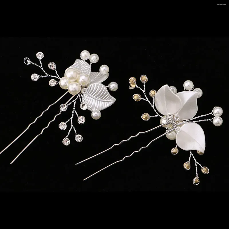 Hair Clips Pin White Wedding Hairpin Bridesmaid Jewelry Accessories Alloy Flower Pins For Bridal Crystal