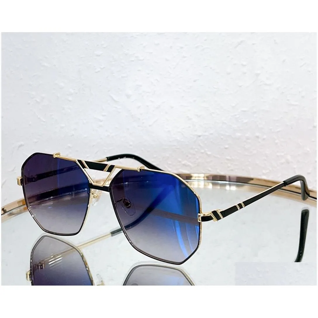 Squared Sunglasses Black Gold/Blue Gradient 9058 Men Summer Sunnies gafas de sol Sonnenbrille UV400 Eyewear with Box