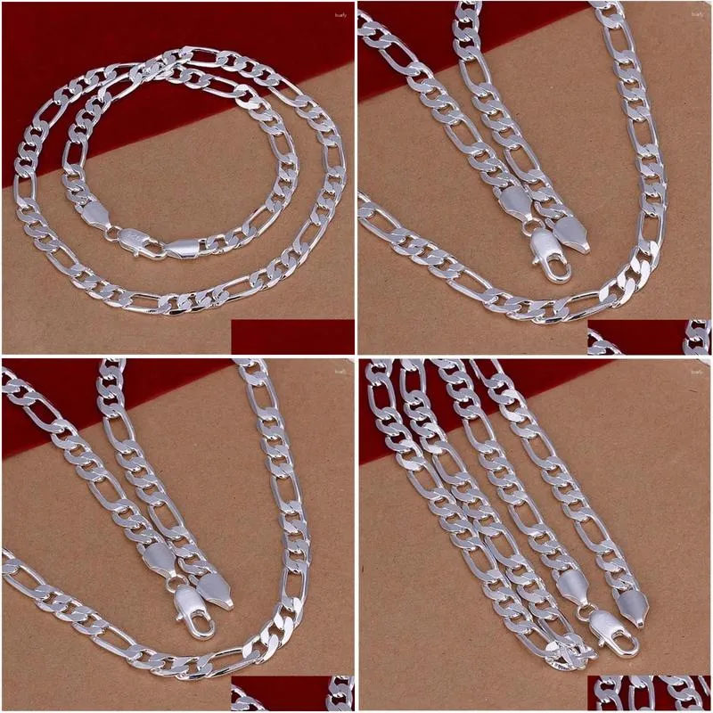 Pendant Necklaces Wholesale 925 Stamp Sier Color Necklace High Quality Wedding Noble Women Men 8Mm Chain Man Charm 45-60Cm Fashion D Otlpi
