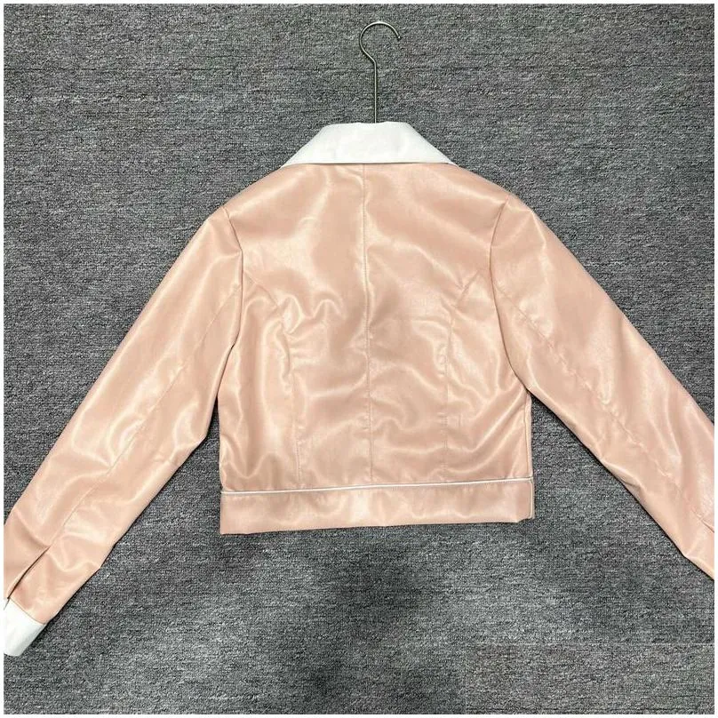 PU Leather Cropped Jackets Coats For Women High Grade Warm Winter Outerwear Cool Girl Motorcycle Jacket Streetwear