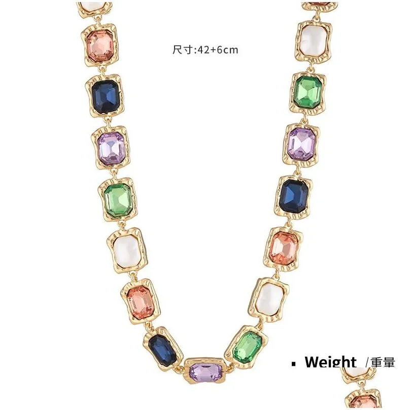 Beaded Necklaces Designer Lin Zhous Alloy Glass Color Diamond Inlaid Necklace For Womens Fashion And Temperament With A Niche High-E Othgg