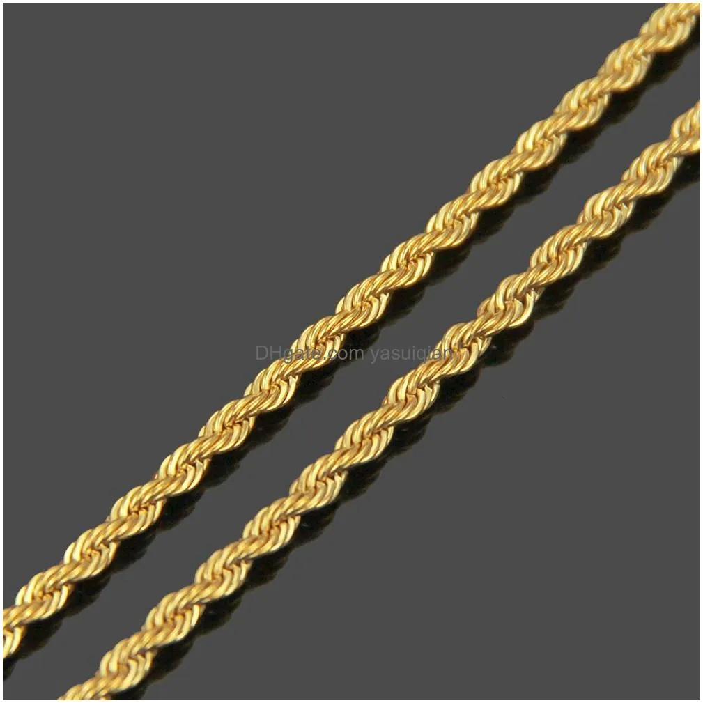 Chains M 18K Gold Plated Twisted Rope For Women Men S Choker Necklaces Jewelry In Bk 16 18 20 22 24 30 Inches Drop Delivery Pendants Dhv6S