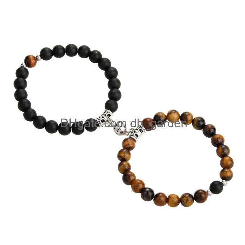 Beaded 2Pcs/Set Magnetic Distance Bead Bracelet Couple Minimalist Heart Lovers Matching Friendship Bracelets For Women Drop Dhgarden Dhjxz