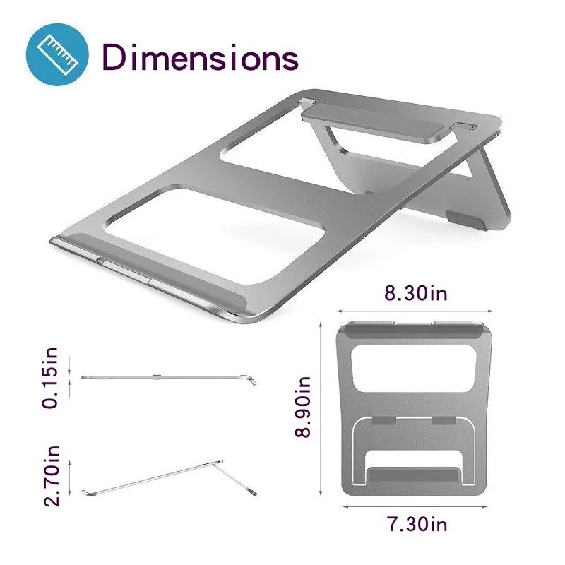 Aluminum Metal Folding Laptop Table Stand Portable Adjustable Computer Tablet Holder For Computer Notebook ipad Air Macbook Pro