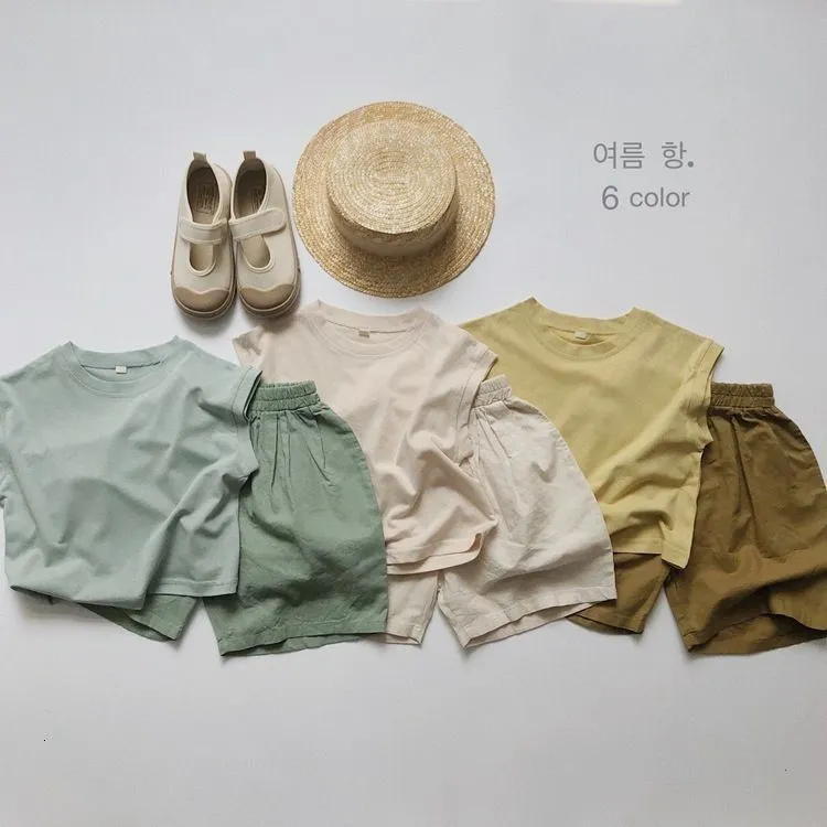 Shorts deer jonmi 2023 Summer Korean Style Baby Boys Cotton Linen Loose Casual Knee Length Children Solid Color 230614