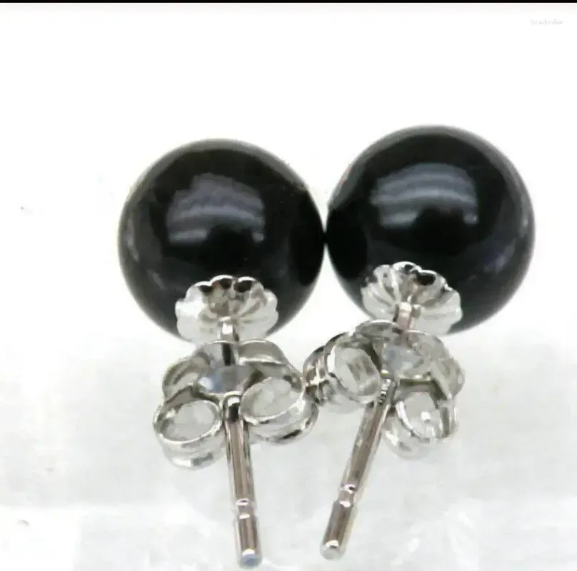 Dangle Earrings Jewelry 925 Silver Match 7.5mm Perfect Round Black Akoya Pearl Earring