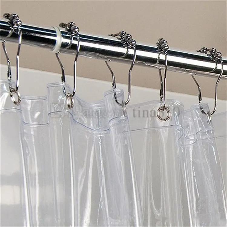 New Shower Curtain Rings Hooks Stainless steel Bathroom Clip Easy Glide Hooks Polished Shower Curtain Rings Curtain Hooks T10I0030