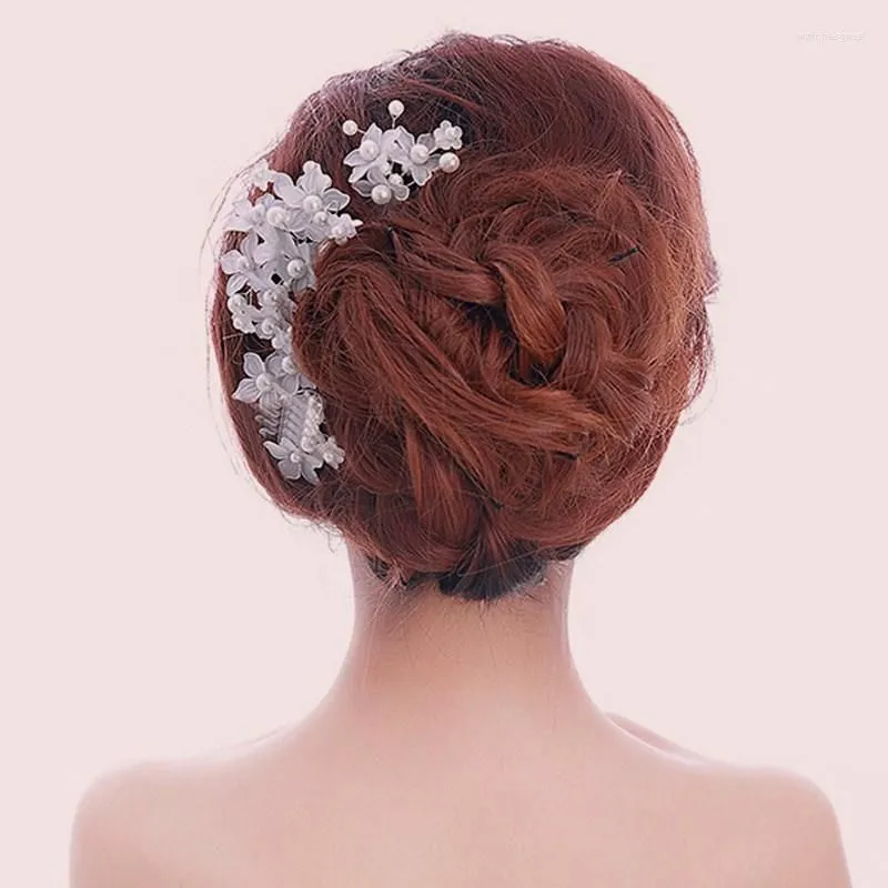 Hair Clips Bridal Pearl Hairpin Accessories Korean Style Handmade Lace Wedding Dress