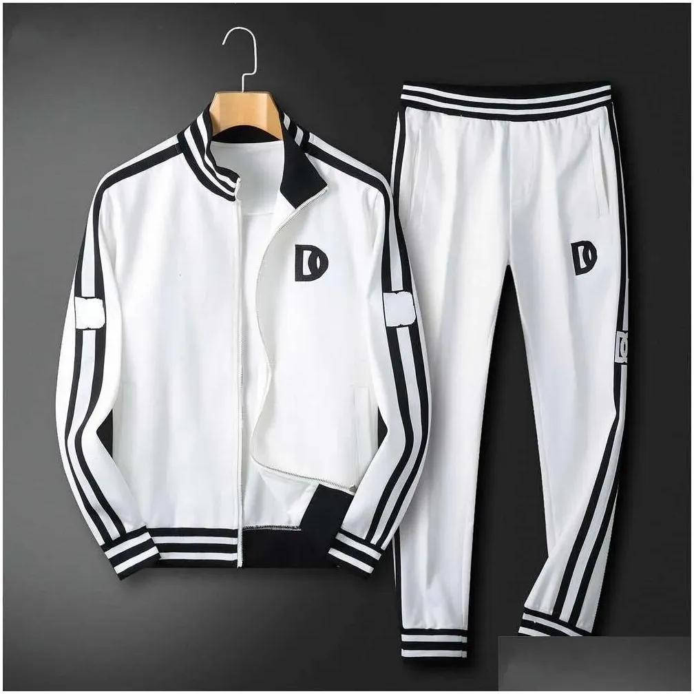 High version men`s tracksuit D letters embroidered jacket pants suit designer sweater suit baseball jackets sweatpants two-piece set