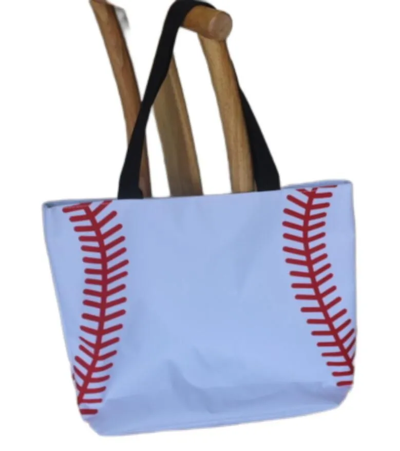 2022 outdoor handbag baseball stitching bags mix each 5 colors 16.5*12.6*3.5inch mesh handle Shoulder Bag stitched print Tote beach Sport Travel for