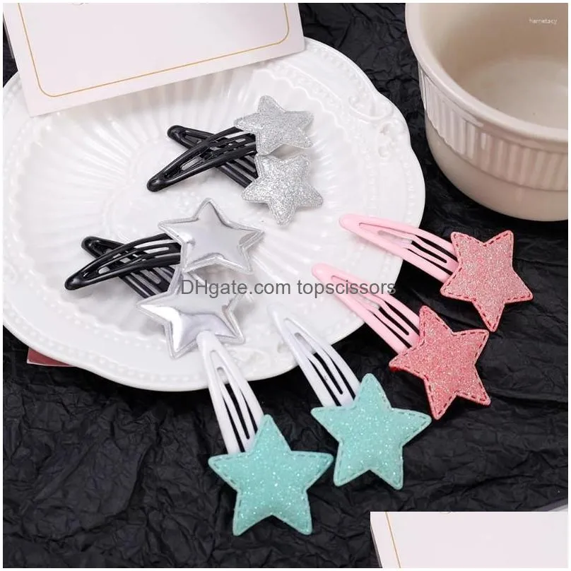 Hair Accessories 2Pcs Colorf Five-Pointed Stars Clip Hairpins Y2K Cute Barrette Fashion Hairpin Headwear Accessoires Drop Delivery Pro Dhir4