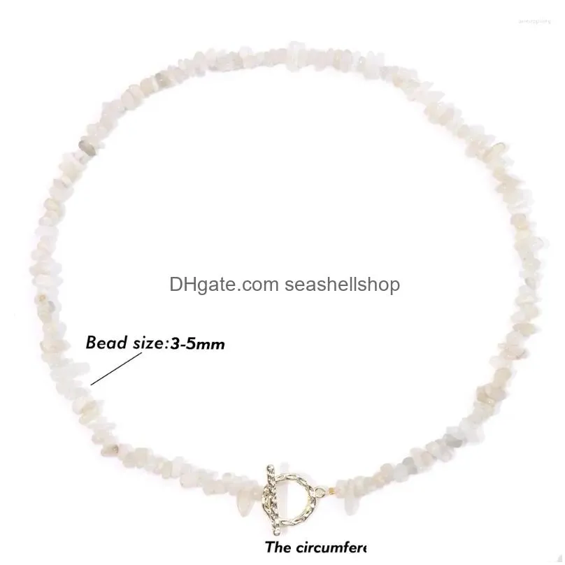 Pendant Necklaces Irregular Stone Chip Beads Necklace Crystals Moonstone Gravel Gold Color Alloy Charms Reiki Jewelry