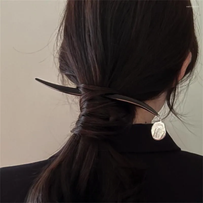 Hair Clips Fairy Stick Hairpins Chinese Hanfu Jewelry For Girls White Pendant Irregular Hairpin Fork Traditional Wooden Headpiece