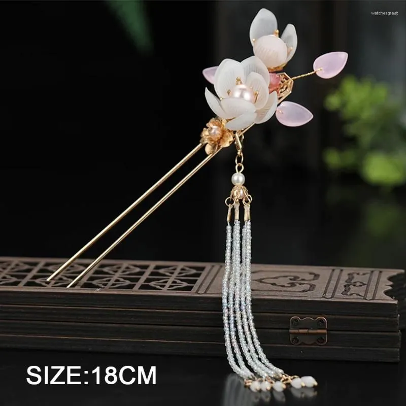 Hair Clips Ethnic Style U Shaped Chinese Stick With Hypoallergenic Alloy Flower Tassel Chopsticks For Cheongsam Han Clothes Dress