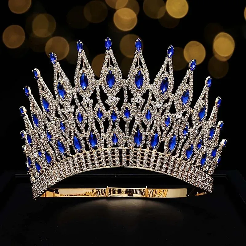 Hair Clips Elegance Adjustable Round Tiaras Crowns Women Miss World Stage Show Crystal Diadem Wedding Bridal Jewelry Accessories