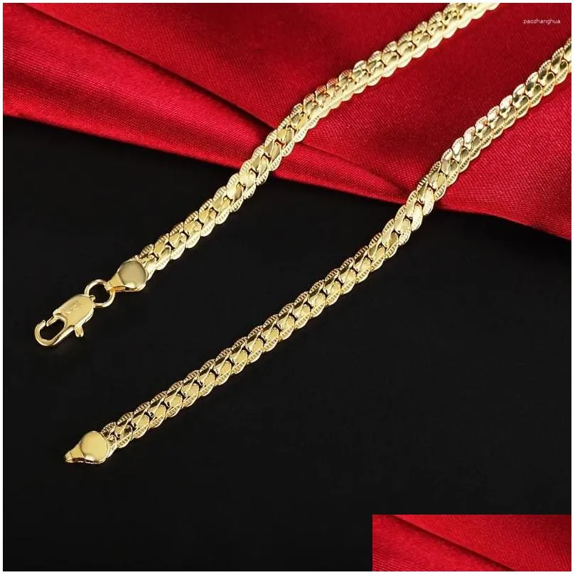 Chains 925 Sterling Sier Chain 18K Gold Plated 6Mm Fl Sideways Necklace For Women Men Party Gift Fashion Engagement Wedding Drop Deli Ot7Bv