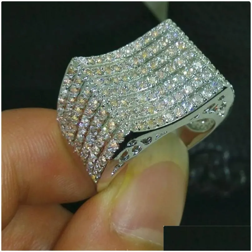 Luxury Ring Micro Pave AAAAA Zircon White Gold Wedding band Rings for Women Bridal Promise Engagement Jewelry Gift