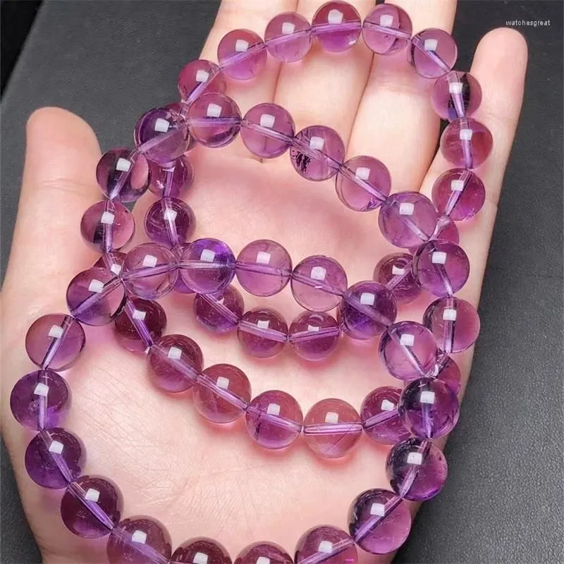 Link Bracelets Natural Purple Amethyst Bracelet String Charms Handmade Crystal Jewelry Stretch Fashion Bangle Children Birthday Gift