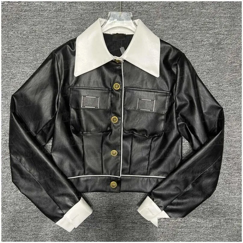 PU Leather Cropped Jackets Coats For Women High Grade Warm Winter Outerwear Cool Girl Motorcycle Jacket Streetwear