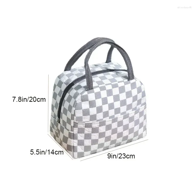 Storage Bags 1pc Checkered Insulated Lunch Bag Waterproof Picnic Ice Box Large Capacity Multicolor Home Items