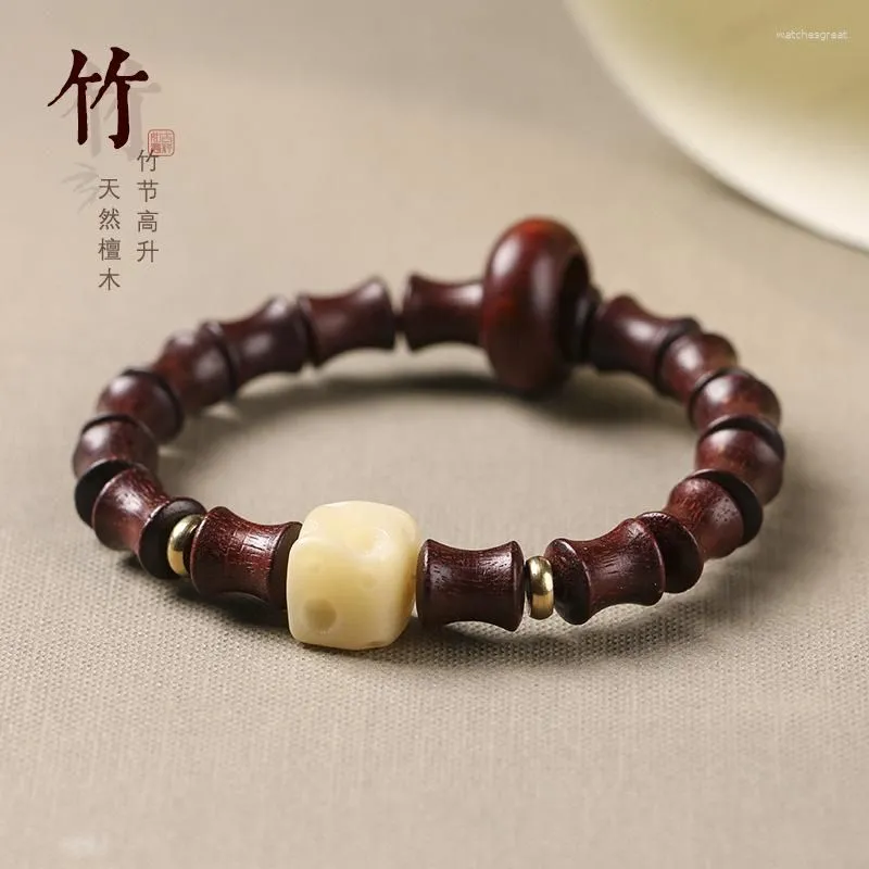 Strand Natural Small Leaf Red Sandalwood Green Hand Chain High Rise Bracelet Square Sugar Bead Running Ring Couple